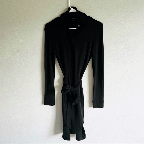 ANN Taylor Pettit Black TIE-WAIST MIDI SHIRTDRESS - Small - Picture 1 of 9